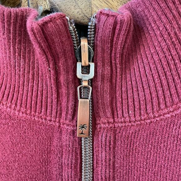 Tommy Bahama Reversible Burgundy Grey 1/4 Zip Pullover L - Picture 3 of 9